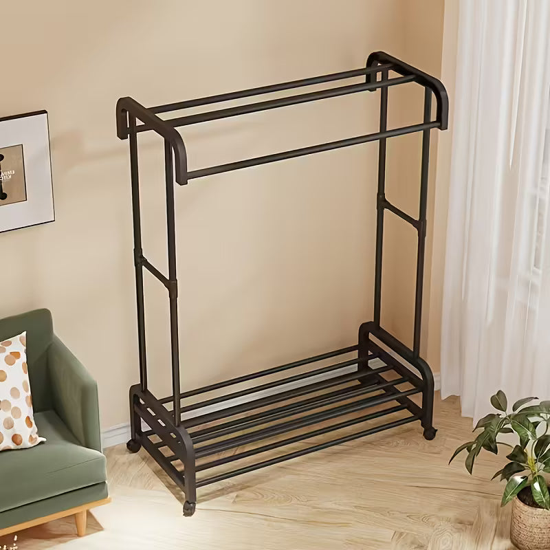 Metalna garderobna vješalica s policom - 105 cm