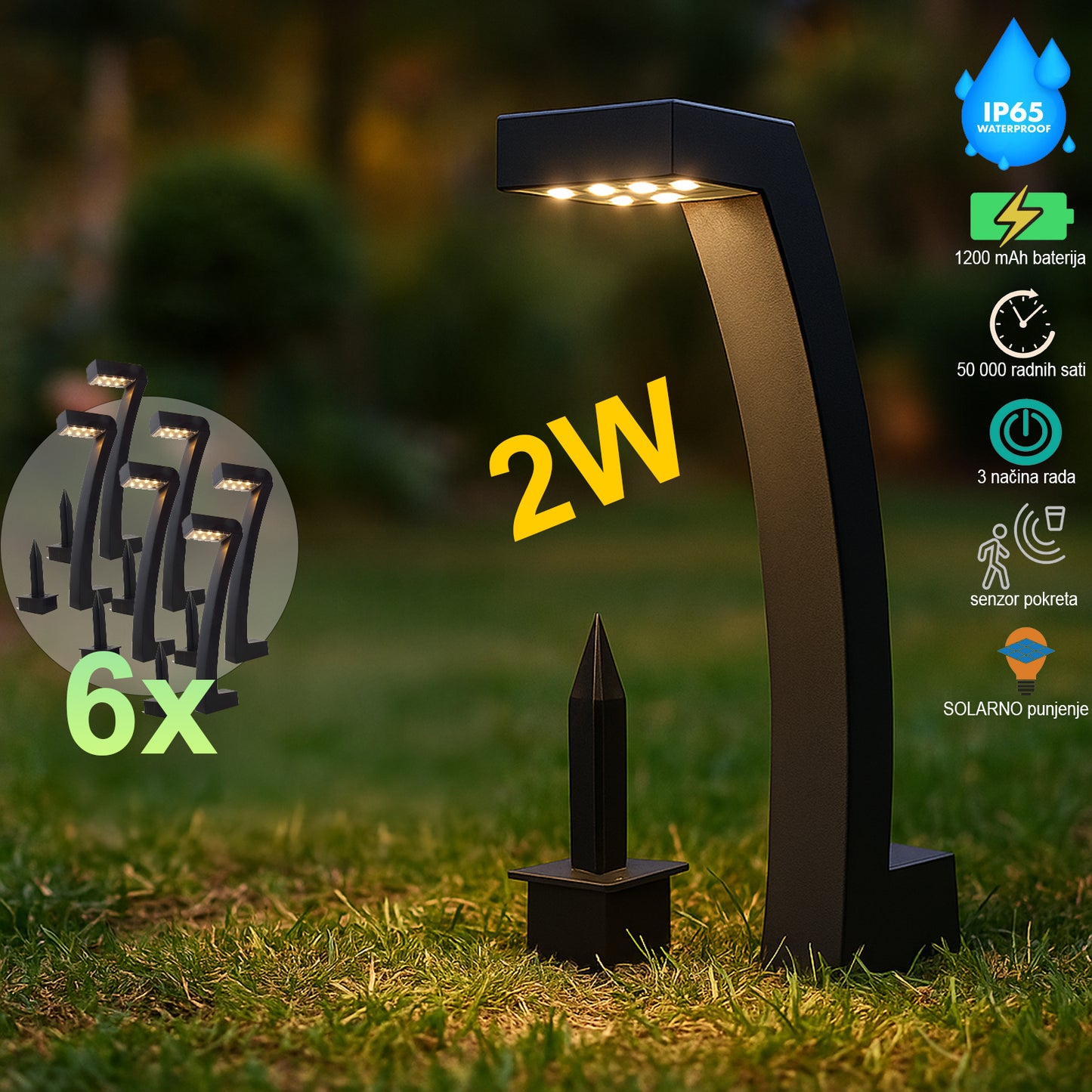 LED Solarne vrtne lampe 6 kom N251