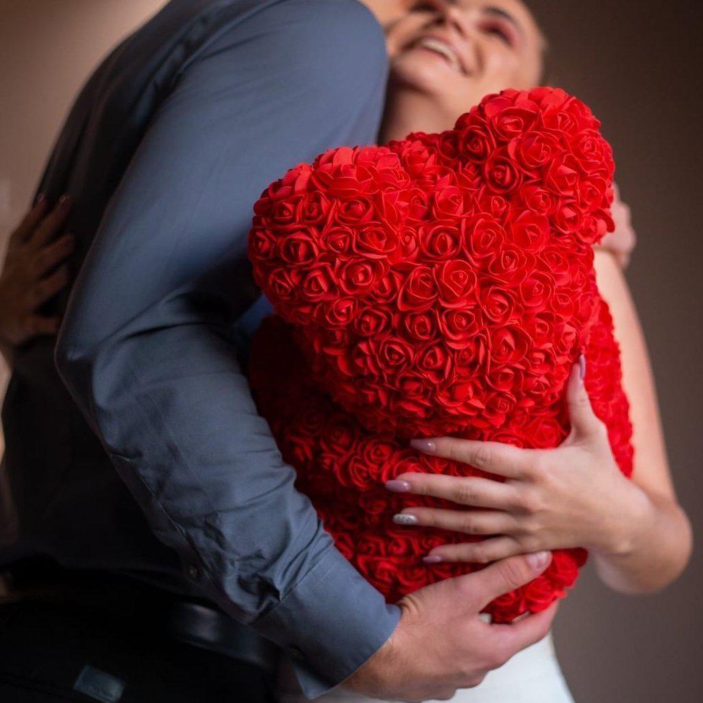 Medvjedić od crvenih ruža 40cm