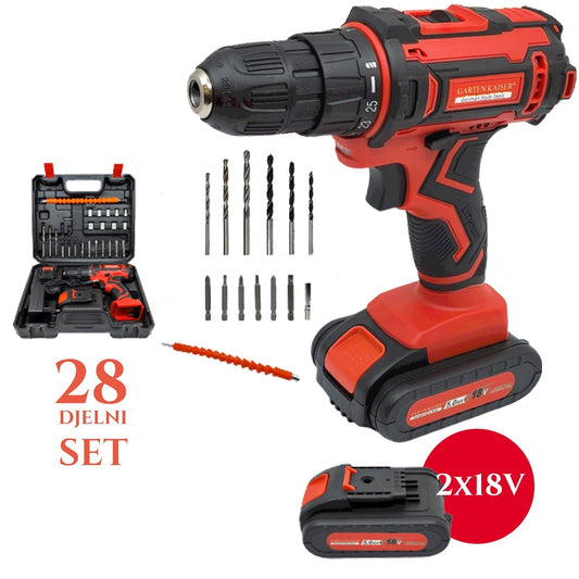 Aku bušilica 18V (SET od 28 komada) X2 BATERIJA