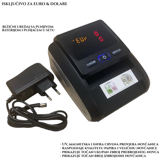 BEŽIČNI UREĐAJ SA PUNJIVOM BATERIJOM ZA BROJANJE I PROVJERU NOVACA
