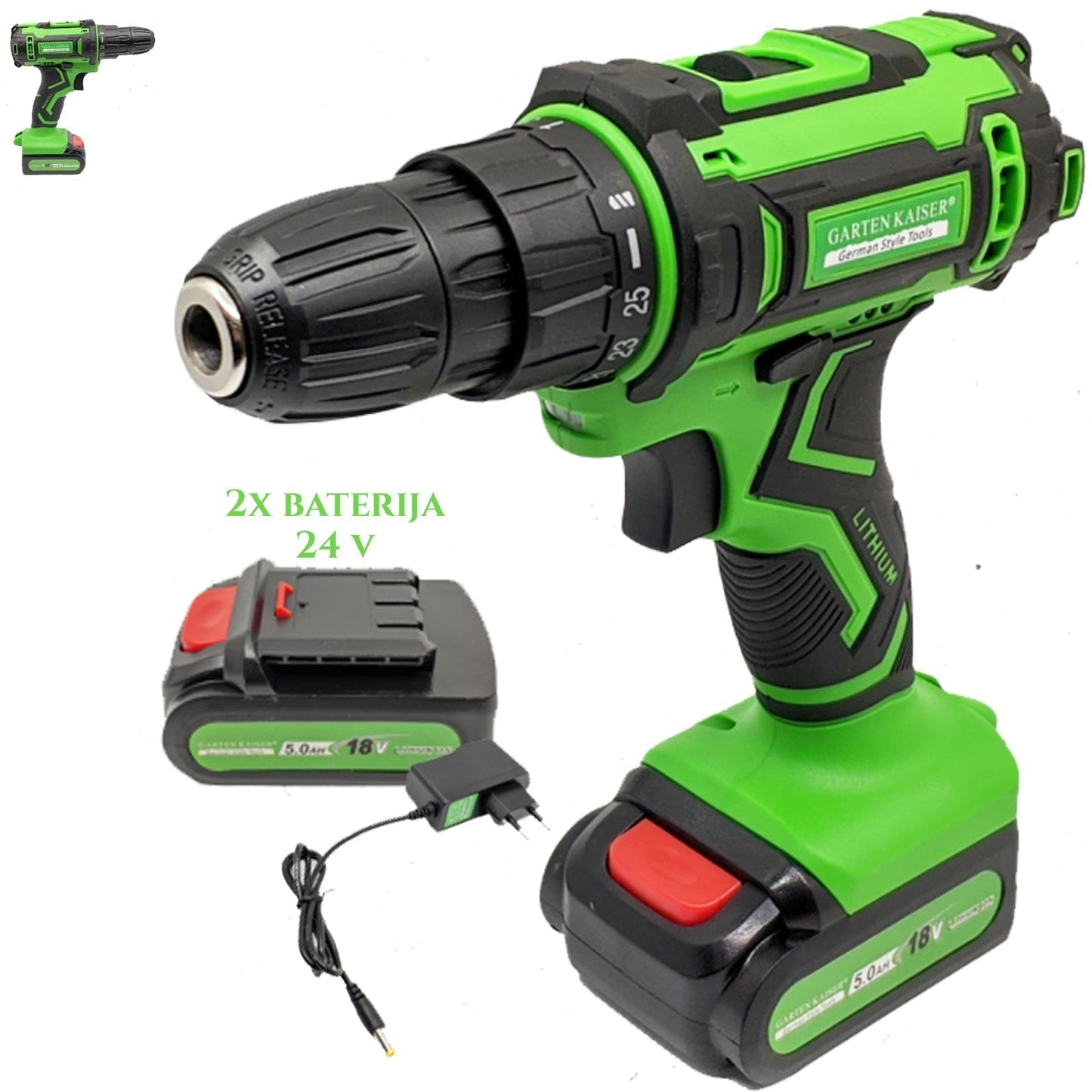 AKU BUŠILICA GK 18V SA 2 BATERIJE