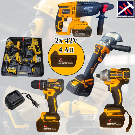 Hammer Tools 4u1 Set - Bušilica, Brusilica, Udarna Bušilica i Odvijač