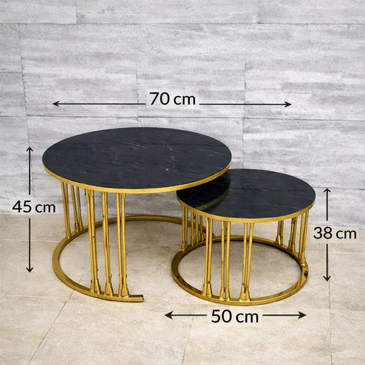 Set stolića za kavu - Crni mramor