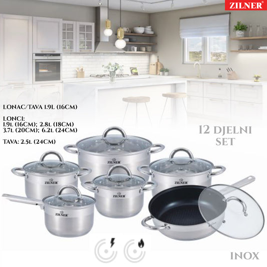 VRHUNSKI INOX 18/10 ZILNER SET LONACA 12 DJELNI