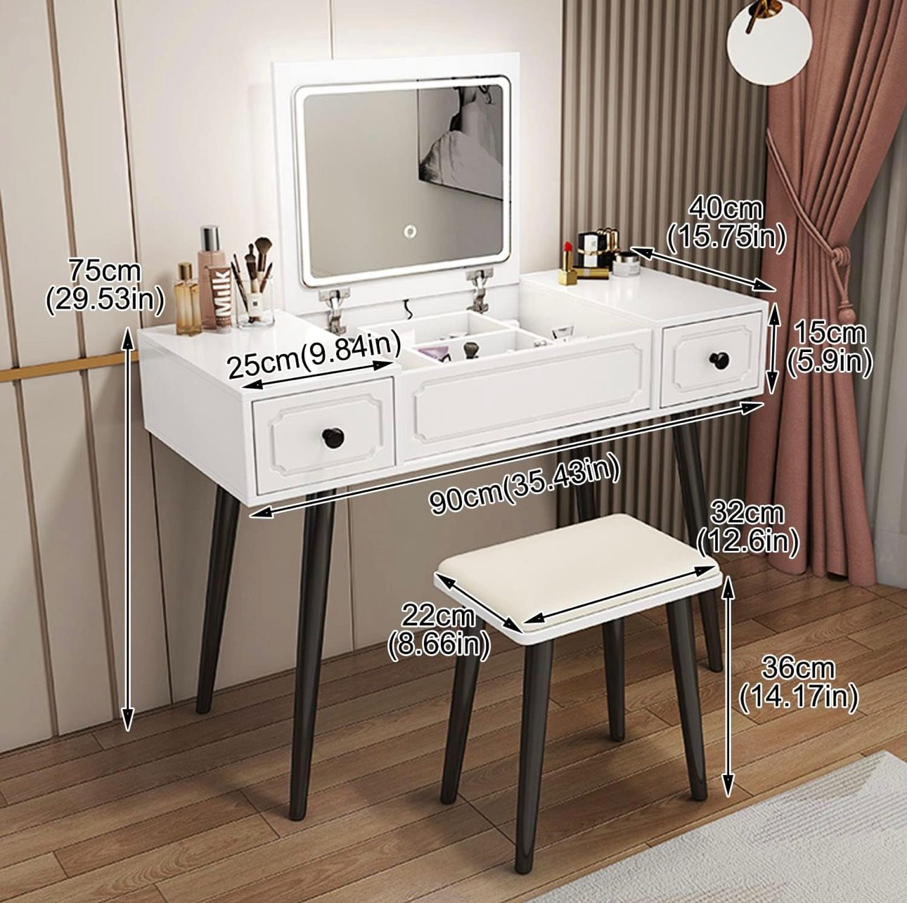 Stol za šminkanje s rasvjetom