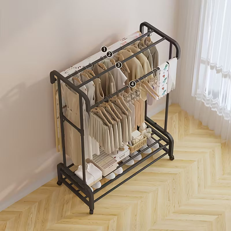 Metalna garderobna vješalica s policom - 105 cm