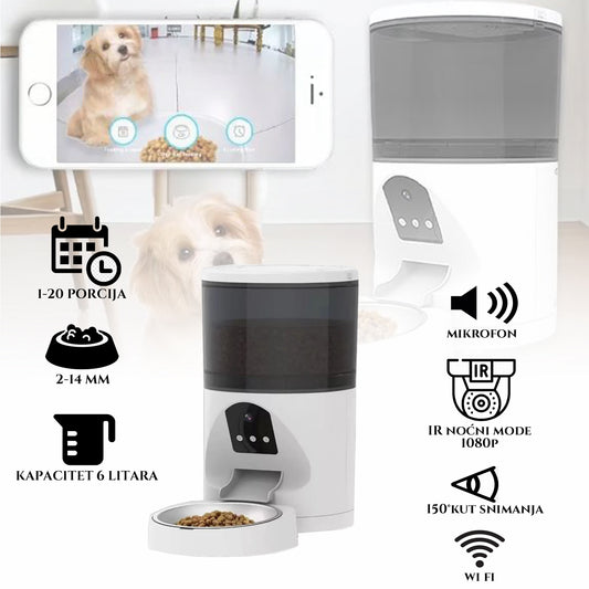 SMART PAMETNA WIFI HRANILICA 6L ZA KUĆNE LJUBIMCE S KAMEROM, MIKOFONOM I UPLIKACIJOM ZA UPRAVLJANJE