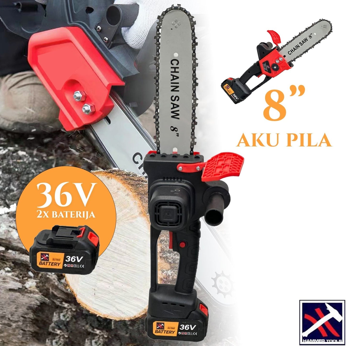 AKU PILA 8 INCH SA X2 BATERIJE 36V HAMMER TOOLS